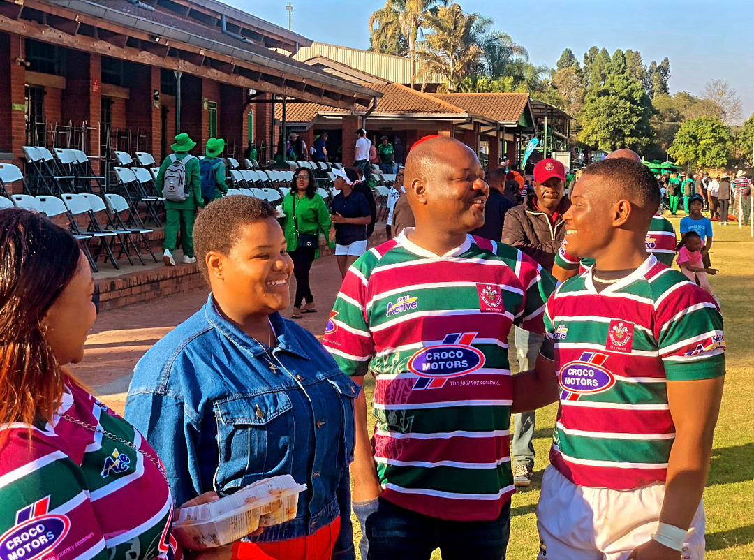 Academy Chauke, a player of the Prince Edward Tigers team with family