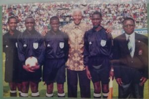 Soccer Match featuring the former President Nelson Mandela of South Africa